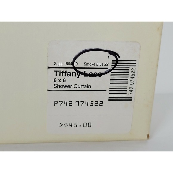 NIP Elizabeth Gray Shower Curtain & Liner Smoke Blue Tiffany Lace 6x6 - Picture 3 of 5